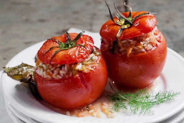 Greek food: Gemista stuffed tomatoes